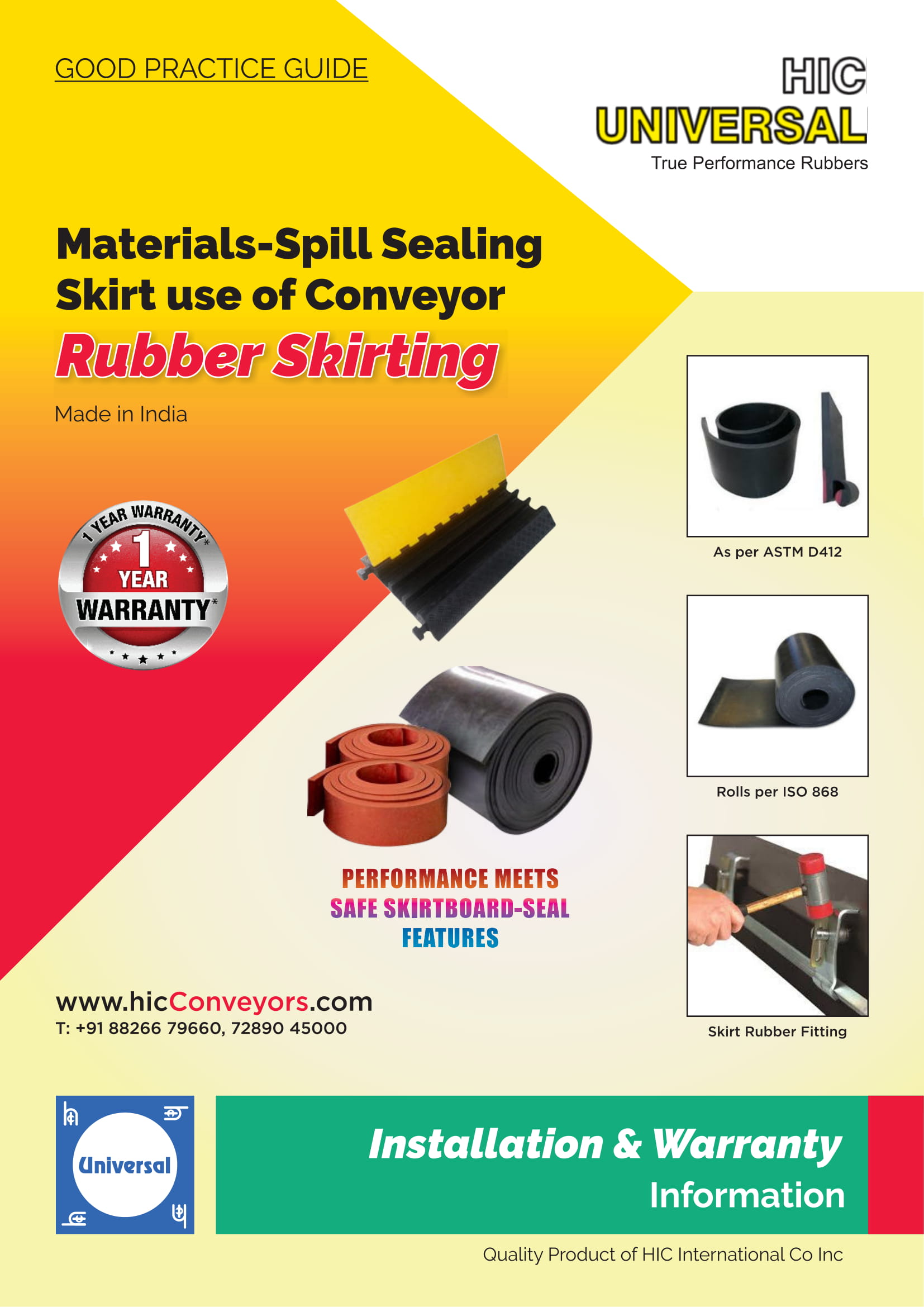 Install Warranty SKIRTING Rubber Conveyor Skirtboard - HIC India