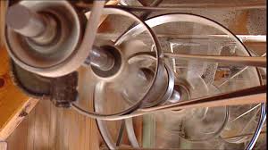 Flat belts driving the rollers of a flour mill. Flat belts driving the rollers of a flour mill.