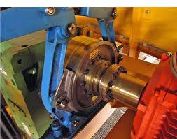 A brake drum gear coupling fitted between a motor and a gearbox on a machine. A brake drum gear coupling fitted between a motor and a gearbox on a machine.