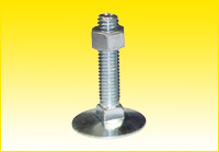 A Norway type elevator bolt with a long plain shank and a shallow head. A Norway type elevator bolt with a long plain shank and a shallow head.